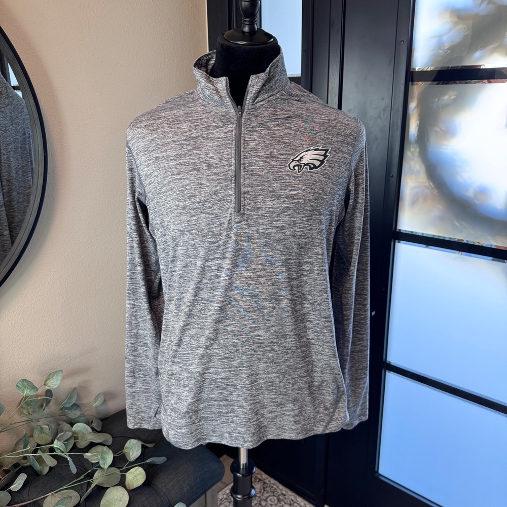 Nike Philadelphia Eagles Dri-FIT Quarter Zip Pullover Grey Space Dye Mens Medium